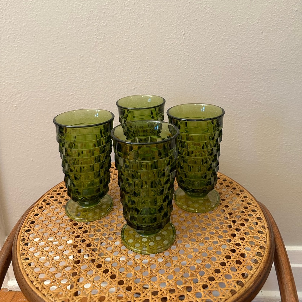 Vintage MCM avocado green cubist glasses